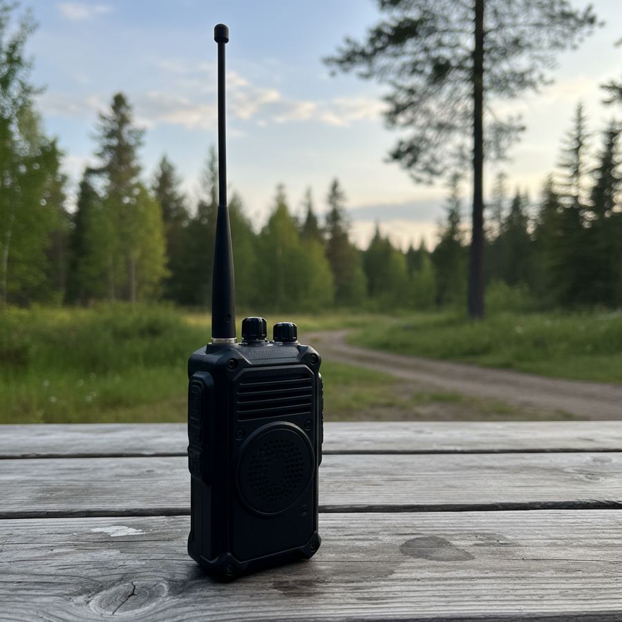 Handheld VHF radio in hand